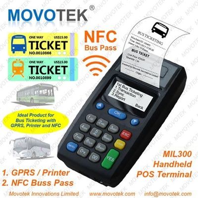 Otobüs Biletleme, Havalandırma ve Ön Ödemeli Elektrik için Movotek Mobile POS Terminali